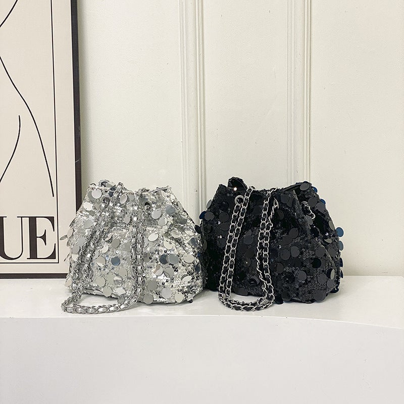 This Year'S Popular Sequined Niche Design Bag Women'S Bag All-Match Chain Messenger Bag Shoulder Bucket Bag - Image 5