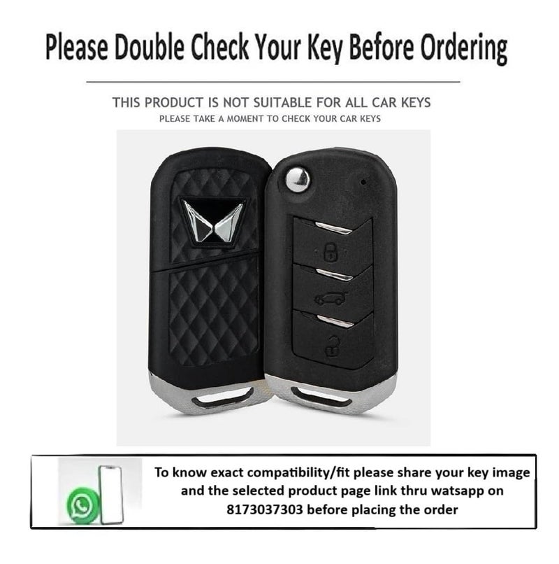 JVCV® Metal Key Cover compatible with Mahindra XUV 700 3XO Thar Marazzo Bolero Scorpio Scorpio N XUV 300 TUV300 Plus XUV 400 EV Thar Roxx 3 Button flip Key Fob Case with Stylish Protection (GunMetal) - Image 2