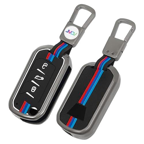 JVCV® Metal Key Cover compatible with Mahindra XUV 700 3XO Thar Marazzo Bolero Scorpio Scorpio N XUV 300 TUV300 Plus XUV 400 EV Thar Roxx 3 Button flip Key Fob Case with Stylish Protection (GunMetal) - Image 1