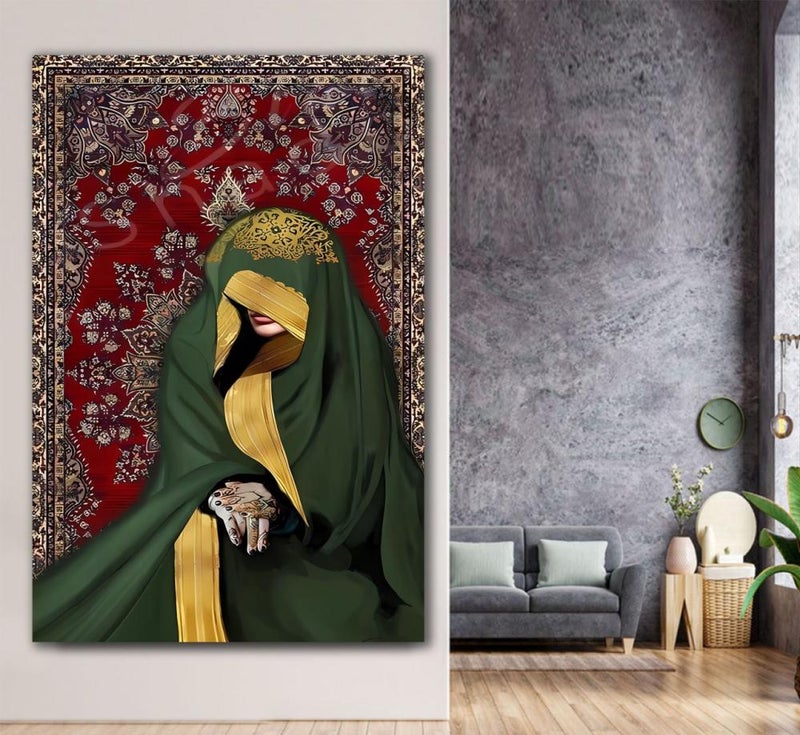 ماركتنا لوحة جدارية قماشية بتصميم فتاة عربية مع برواز مجوف مقاس (60×90) قطعة واحدة - Image 1
