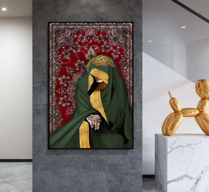 ماركتنا لوحة جدارية قماشية بتصميم فتاة عربية مع برواز مجوف مقاس (60×90) قطعة واحدة - Image 3
