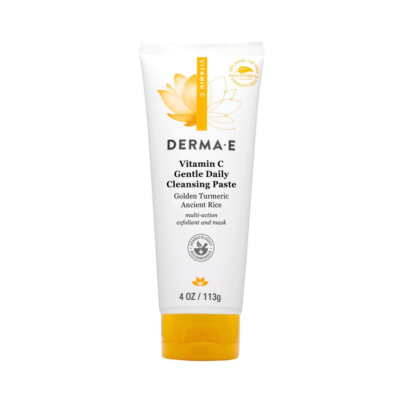 derma-e Derma E Vitamin C Gentle Daily Cleansing Paste  Vitamin C Face Mask or Cleanser with Turmeric  Facial Mask Brightens  Clarifies 40 Oz