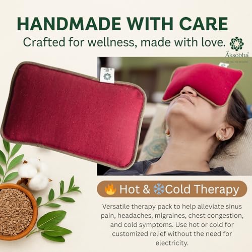 Aksobha Natural Herbal Heating Pad for Sinus & Headache Relief Multipurpose Chemical Free Hot & Cold Therapy Pack with Aromatherapy Microwaveable Reusable Cotton Compress for Eyes, Chest Congestion - Image 4
