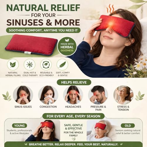 Aksobha Natural Herbal Heating Pad for Sinus & Headache Relief Multipurpose Chemical Free Hot & Cold Therapy Pack with Aromatherapy Microwaveable Reusable Cotton Compress for Eyes, Chest Congestion - Image 5