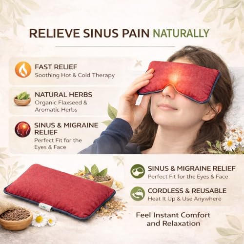 Aksobha Natural Herbal Heating Pad for Sinus & Headache Relief Multipurpose Chemical Free Hot & Cold Therapy Pack with Aromatherapy Microwaveable Reusable Cotton Compress for Eyes, Chest Congestion - Image 2