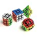 SUNWAY Speed Cube Set Gear Cube Set of 3x3 Gear Cube Gear Cylinder Pyramid and Gear Ball 3D Gear Cube Puzzles Toys Brain Teasers4 Pack - Image 3