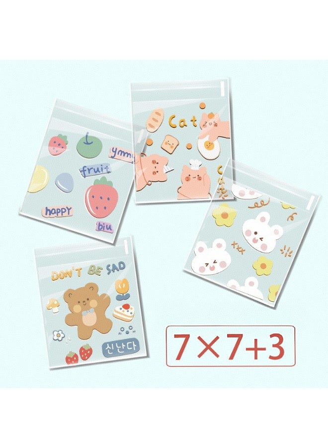 Kawkab 100 PCS 7*7 cm Self Adhesive Cute Cookie Bags, Plastic Clear Treat Bags Sealable Candy Bags for Packaging Candy Cookies Bakery Party Favor Gift Giving, Small Bags for Cookies, Sweets, Jewelry. - Image 2