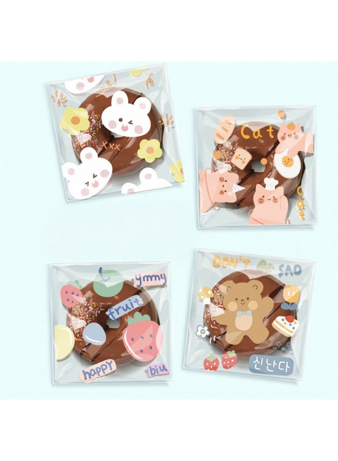 Kawkab 100 PCS 7*7 cm Self Adhesive Cute Cookie Bags, Plastic Clear Treat Bags Sealable Candy Bags for Packaging Candy Cookies Bakery Party Favor Gift Giving, Small Bags for Cookies, Sweets, Jewelry. - Image 3
