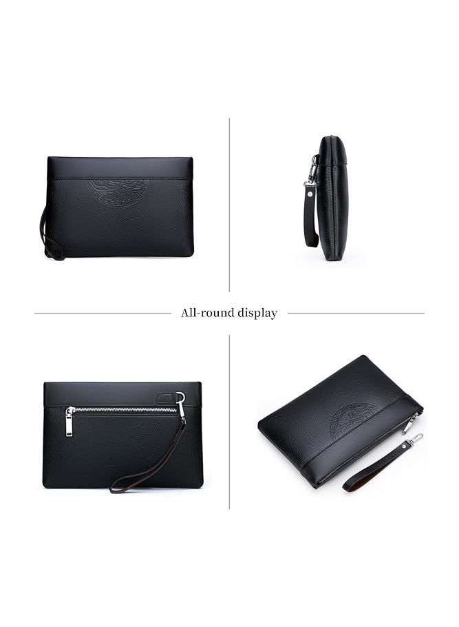 SHABILI Men's PU Leather Clutch Bag, Gents Bag Wallet Handbag Wrist Bag Card Holder Passport Bag, Secure Zipper Organizer with Card Slots and Detachable Strap for Business Travel Office Commuting(Black) - Image 5