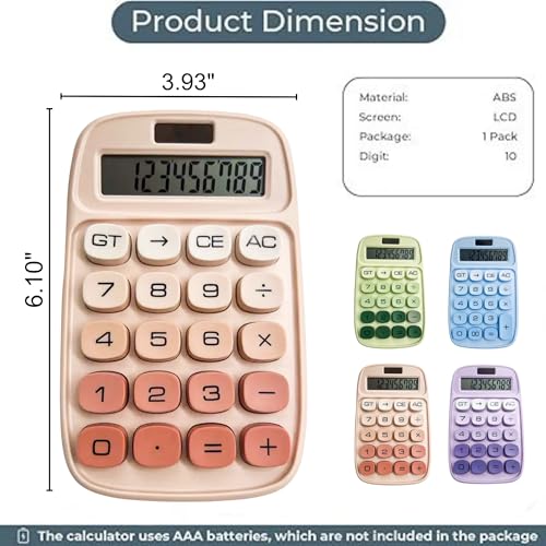 Jukusa Desktop Colorful Calculator 12 Digit, Dual Solar Power and Battery LCD Display, Easy to Press Big Buttons for Home, Office, School, College Class and Business Use (Pink) - Image 5