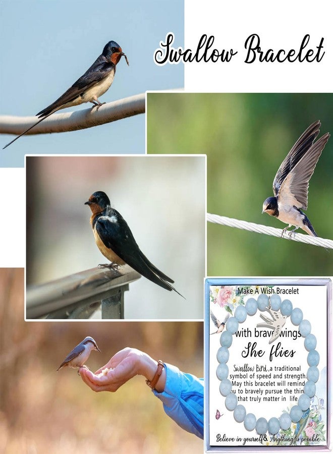 Fullrainbow Swallow Bracelet Bird Gifts for Bird Lovers Women Bird Lover Gifts Bird Wings Bird Gifts Inspirational Gifts for Women (Blue Swallow Bracelet) - Image 4