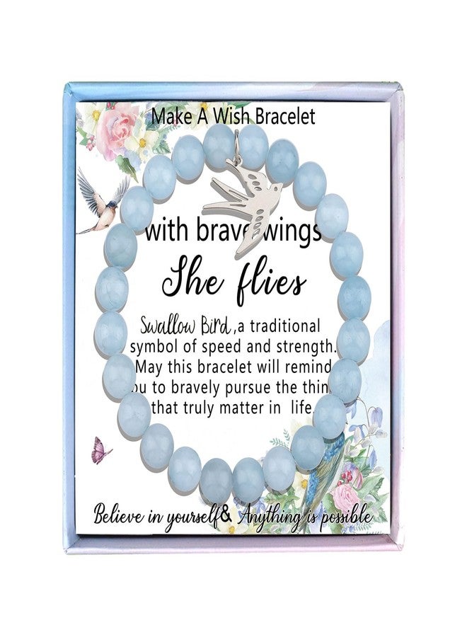 Fullrainbow Swallow Bracelet Bird Gifts for Bird Lovers Women Bird Lover Gifts Bird Wings Bird Gifts Inspirational Gifts for Women (Blue Swallow Bracelet) - Image 1