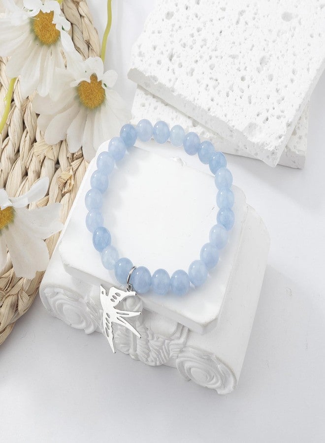Fullrainbow Swallow Bracelet Bird Gifts for Bird Lovers Women Bird Lover Gifts Bird Wings Bird Gifts Inspirational Gifts for Women (Blue Swallow Bracelet) - Image 2