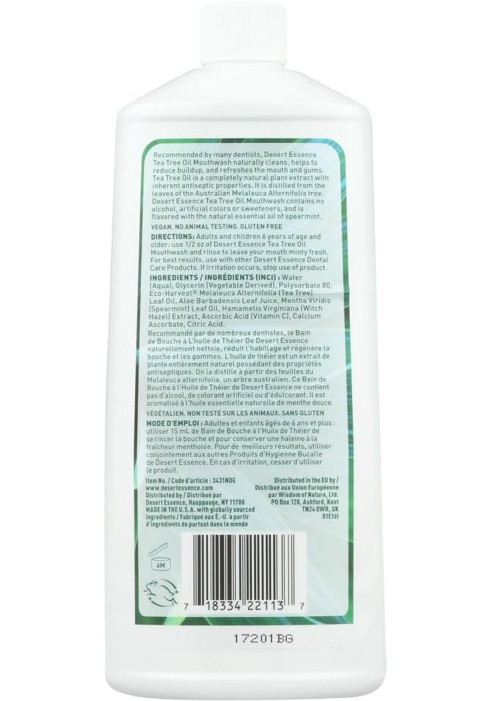 Desert Essence Tea Tree Oil Mouthwash with Spearmint - 16 Fl Oz (Pack of 3) - Image 3