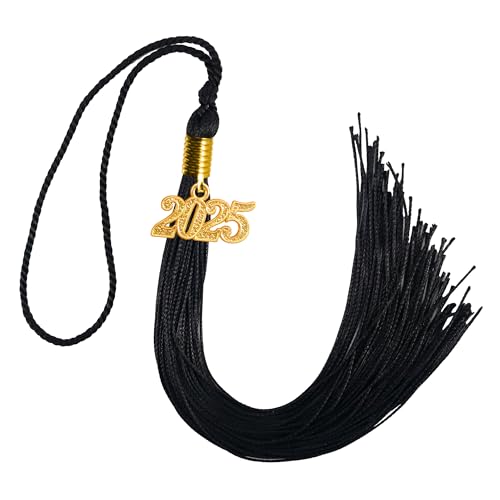 GraduationMall GraduationMall Single Color Graduation Tassel with 2025 Year Charm 9 Black 