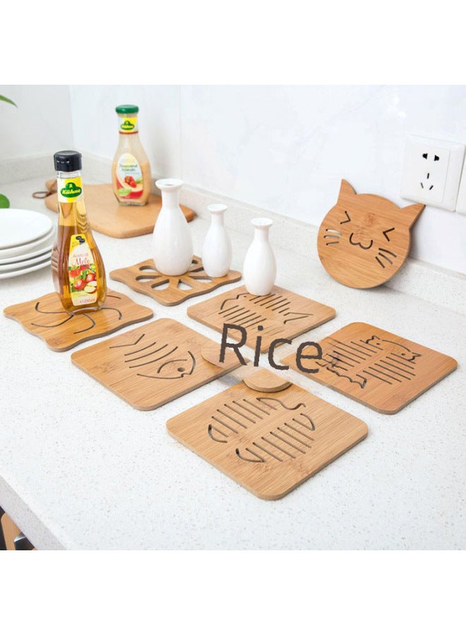 Wooden Cartoon Heat Resistant Dining Table Mat Anti-slip Pot Mat Creative Cute Cup Bowl Cup Kitchen Utensils-Color:Large Apple  - Image 2