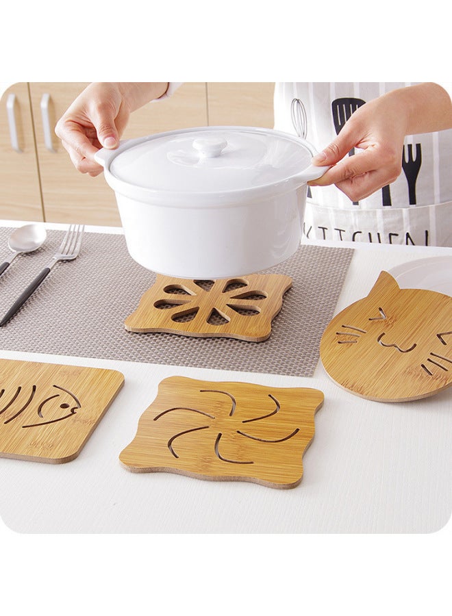 Wooden Cartoon Heat Resistant Dining Table Mat Anti-slip Pot Mat Creative Cute Cup Bowl Cup Kitchen Utensils-Color:Large Apple  - Image 3