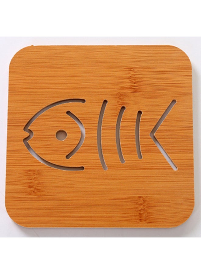 Wooden Cartoon Heat Resistant Dining Table Mat Anti-slip Pot Mat Creative Cute Cup Bowl Cup Kitchen Utensils-Color:Large Apple  - Image 4