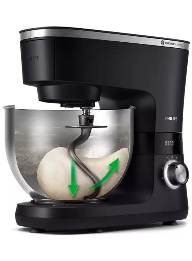 Philips Kitchen Machine - With 6 Accessories Including: 5.5L Bowl, Glass Blender, Meat Mincer, Whisk, Beater & Hook, 8 Speed Settings 1000 W HR7962/21 Black - Image 3