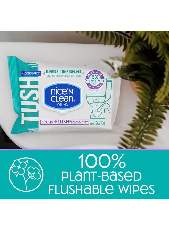 Nice 'N Clean SecureFLUSH Adult Wet Wipes (42 Count - 6 Packs) | Moist Toilet Tissue with Moisturizing Aloe & Vitamin E | New, Improved 0% Alcohol Formula - Image 4