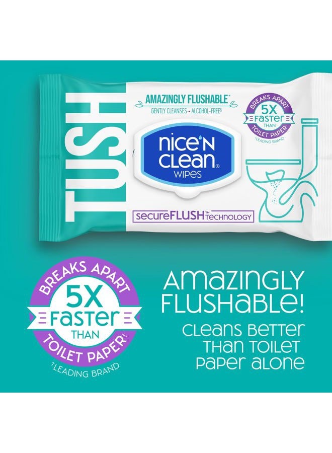 Nice 'N Clean SecureFLUSH Adult Wet Wipes (42 Count - 6 Packs) | Moist Toilet Tissue with Moisturizing Aloe & Vitamin E | New, Improved 0% Alcohol Formula - Image 2