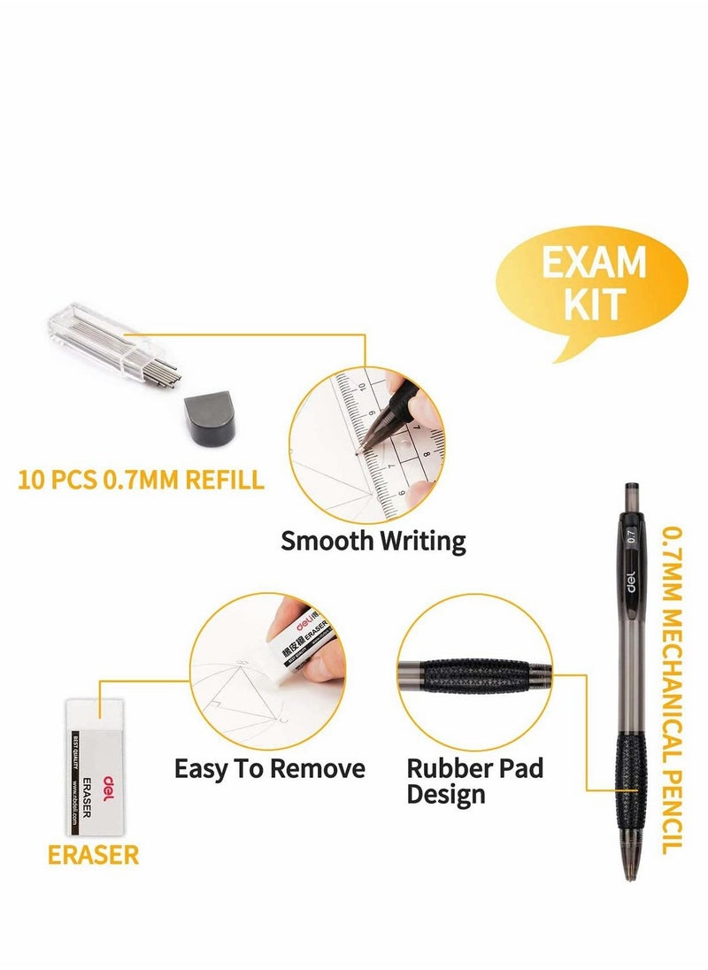 KASTWAVE - Math Geometry Tool Plastic Clear Ruler Sets Protractor Triangular Ruler Drawing Compass for School Student Classroom, High Quality Material for Long Time and Durable Use - Image 1
