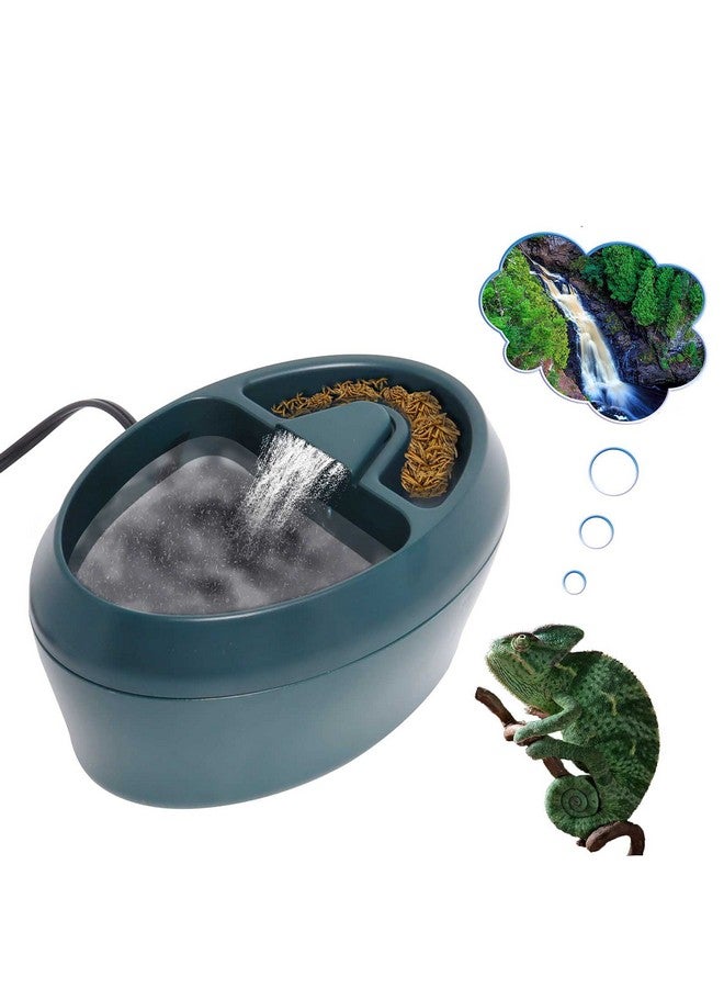Hoqqf Reptile Waterfall Fountain & Feeder - Automatic Water Dispenser, Food Trough for Chameleon, Bearded Dragon, Turtle, Snake, Frog, Gecko - Image 1