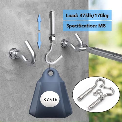 Lsqurel Concrete Wall Hook, 304 Stainless Steel Concrete Anchors Heavy Duty Open Expansion Bolts for Concrete Wall (M8-5Pack) - Image 3