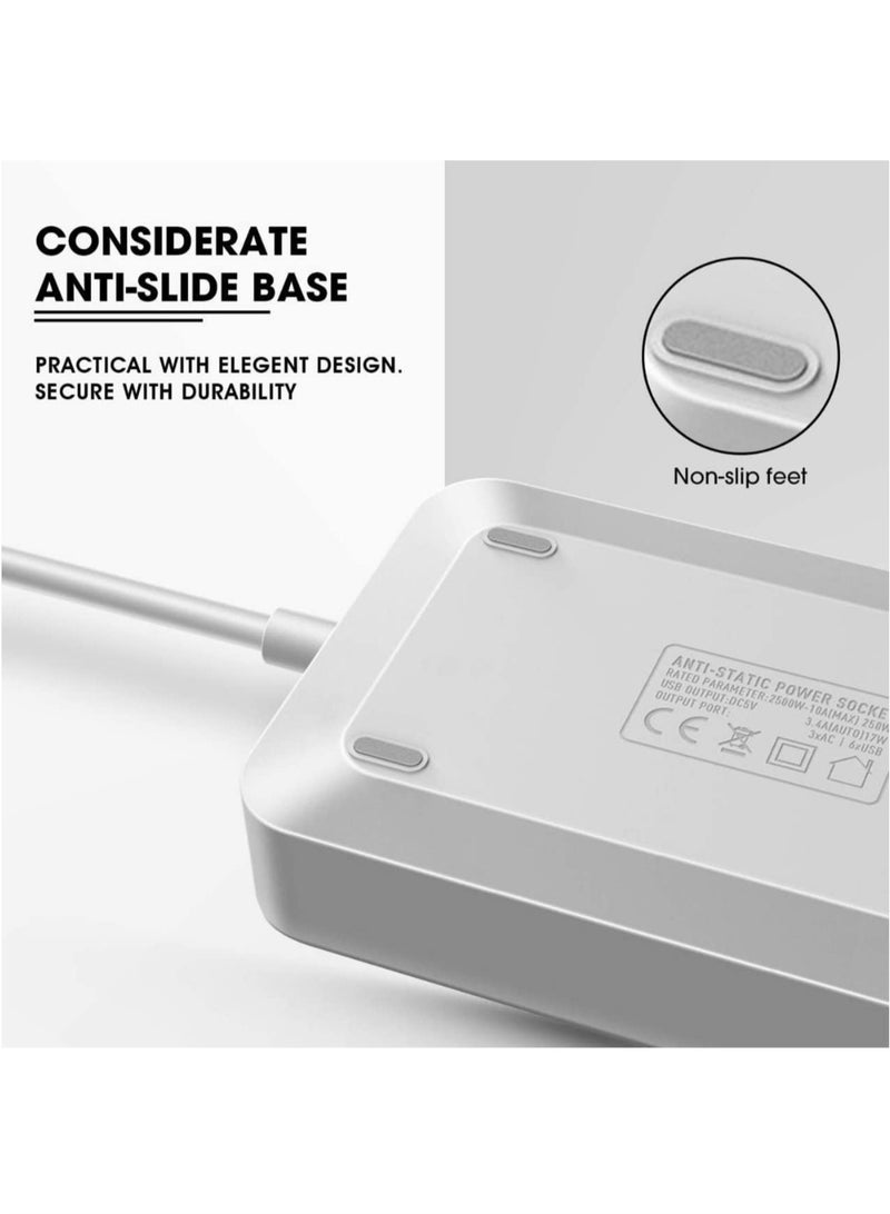 Power Strips With Usb Ports 3 Way Outlets 6 Usb Ports Surge Protection Power Strip Socket Usb Charger Power Black - Image 4