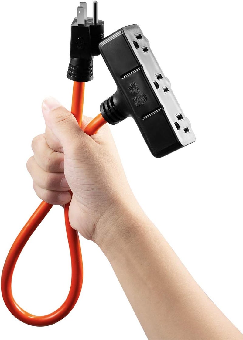 KMC كابل تمديد طاقة KMC 3 مخرج 2 حزمة 12AWG 2 قدم 125 فولت 15 أمبير 1875 واط برتقالي - Image 2