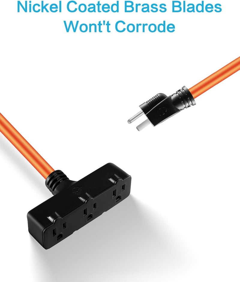 KMC كابل تمديد طاقة KMC 3 مخرج 2 حزمة 12AWG 2 قدم 125 فولت 15 أمبير 1875 واط برتقالي - Image 4