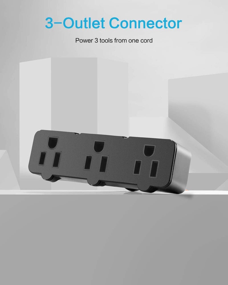 KMC كابل تمديد طاقة KMC 3 مخرج 2 حزمة 12AWG 2 قدم 125 فولت 15 أمبير 1875 واط برتقالي - Image 5