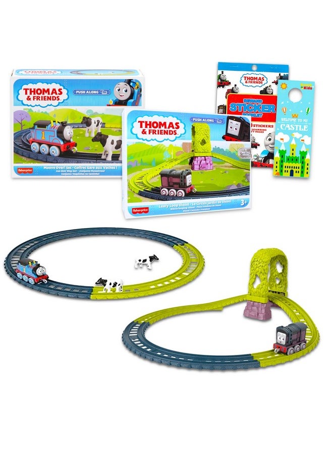 THOMAS & FRIENDS Thomas and Friends Push Along Track Bundle- 4 Pc Set with 2 Thomas Push Along Trains and Tracks, Thomas The Train Stickers, More | Thomas The Train Track Kit  - Image 1