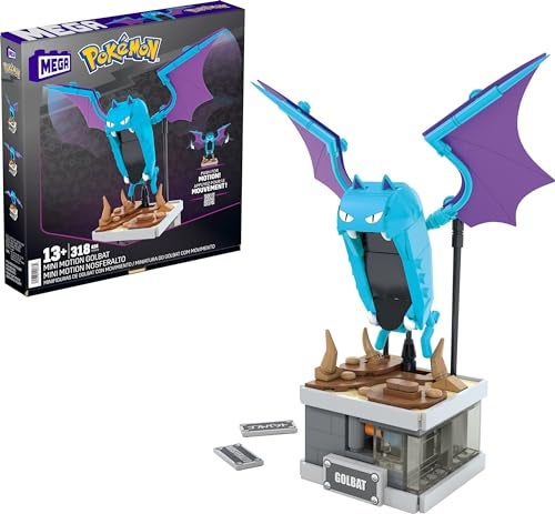 Mega Brands MEGA Pokémon Building Toys Set Mini Motion Golbat with 313 Pieces, Wing Flapping Motion, 5 Inches Tall, for Adult Collectors - Image 1