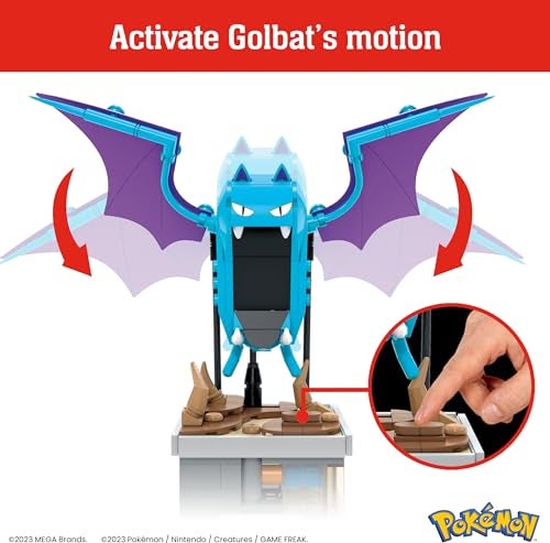 Mega Brands MEGA Pokémon Building Toys Set Mini Motion Golbat with 313 Pieces, Wing Flapping Motion, 5 Inches Tall, for Adult Collectors - Image 3
