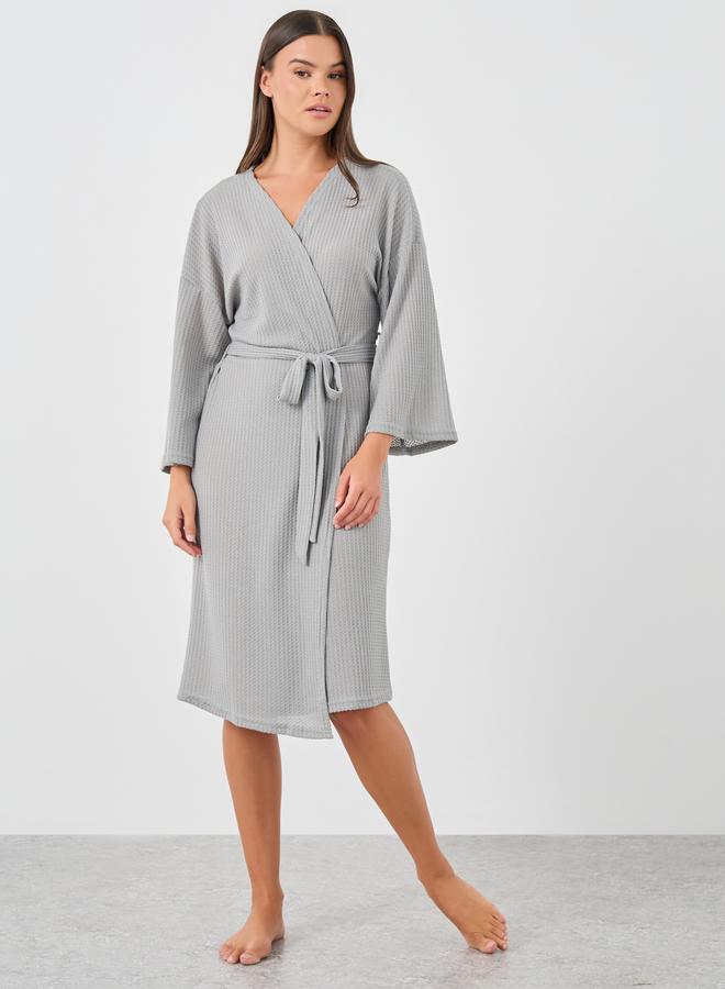 ستايلي روب بحزام خصر بنقشة وافل ستايلي - Image 2