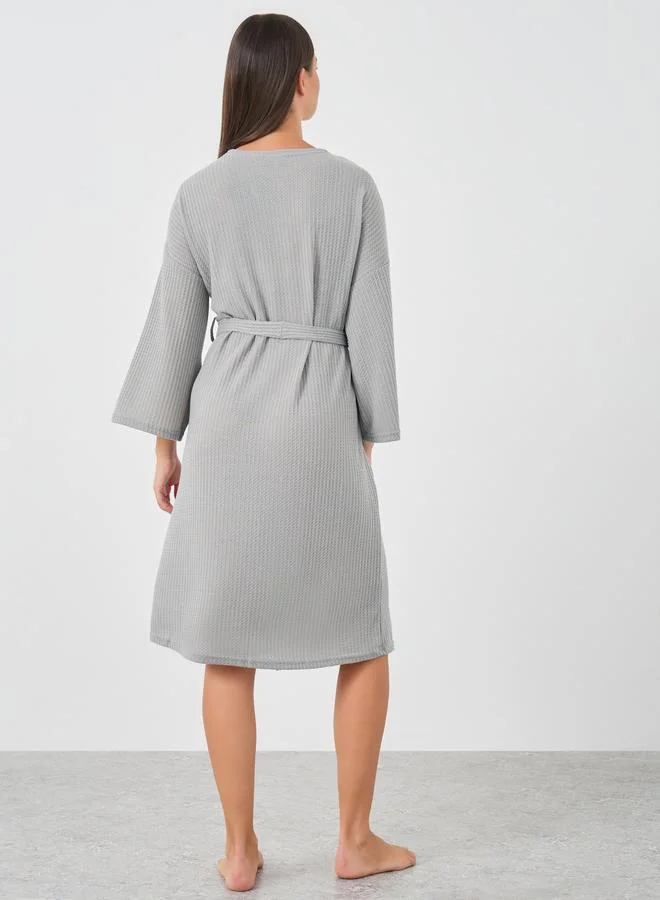 Styli Styli Waffle Textured Waist Tie-Up Robe