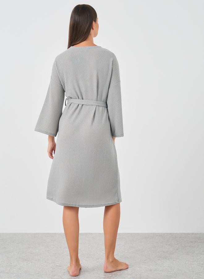 ستايلي روب بحزام خصر بنقشة وافل ستايلي - Image 4