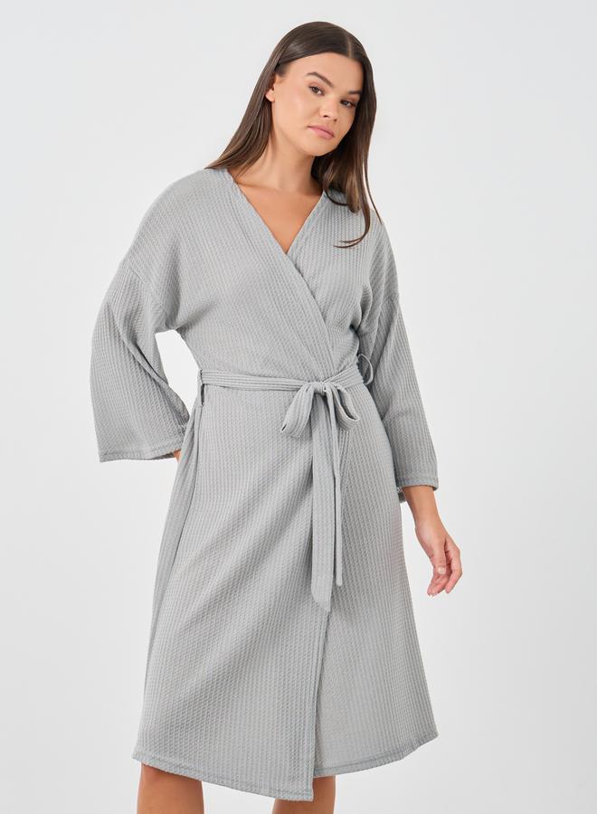 ستايلي روب بحزام خصر بنقشة وافل ستايلي - Image 1