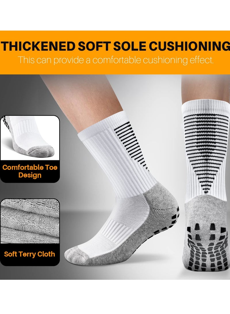 SOLARAE 3 Pairs Grip Socks Football Men Women Anti Slip Sports Grip Socks Breathable Anti Blister Rubber Pads Non Slip Basketball Socks Athletic Grippy Socks For Soccer Running Hiking Boxing Rugby - Image 4