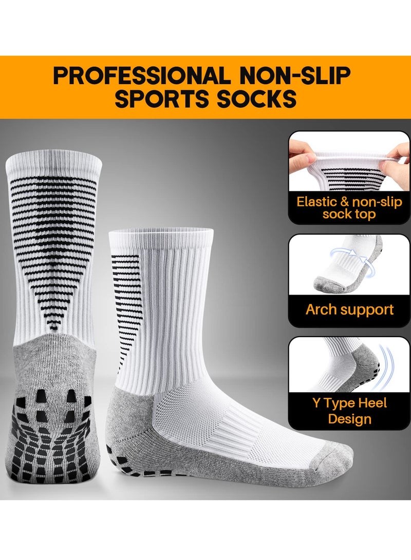 SOLARAE 3 Pairs Grip Socks Football Men Women Anti Slip Sports Grip Socks Breathable Anti Blister Rubber Pads Non Slip Basketball Socks Athletic Grippy Socks For Soccer Running Hiking Boxing Rugby - Image 3