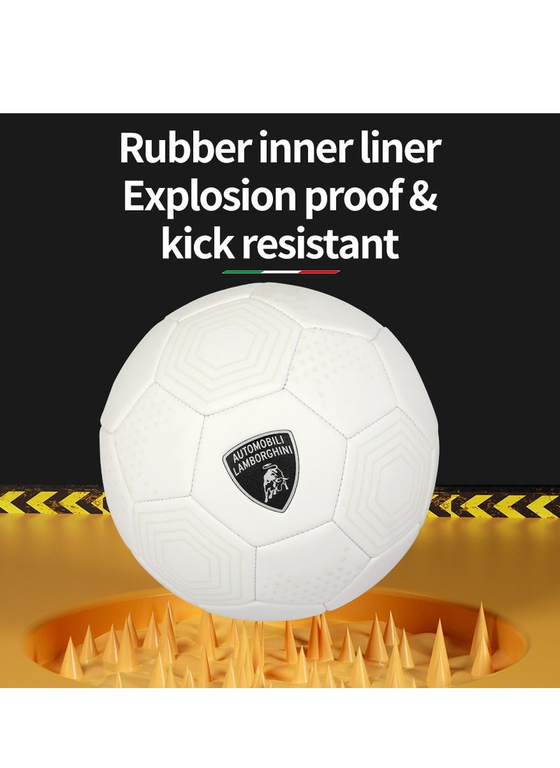 LAMBORGHINI #5 Machine Sewing Pvc Soccer Ball - White (Size 5)  - Image 4