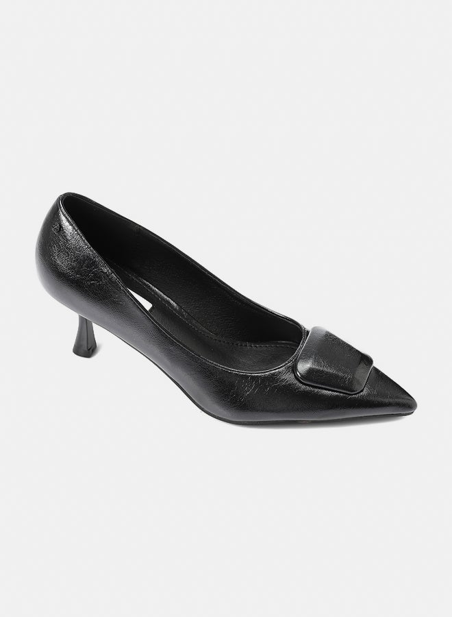 Dejavu Shoes JAL-DVTX-018 Leather Plain With A Middle Buckle Heels For Women - Image 1