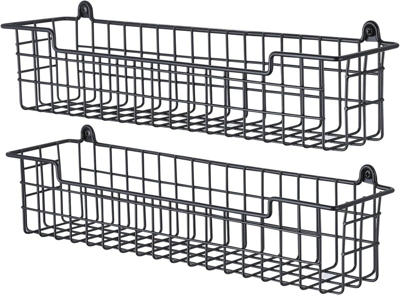 GUUKAR Spice Rack Organizer Wall Mount, Spice Organization Storage Shelf for Cabinet Door, 2 Packs Wall Spice Rack Saving Space for Kitchen, Black - Image 1