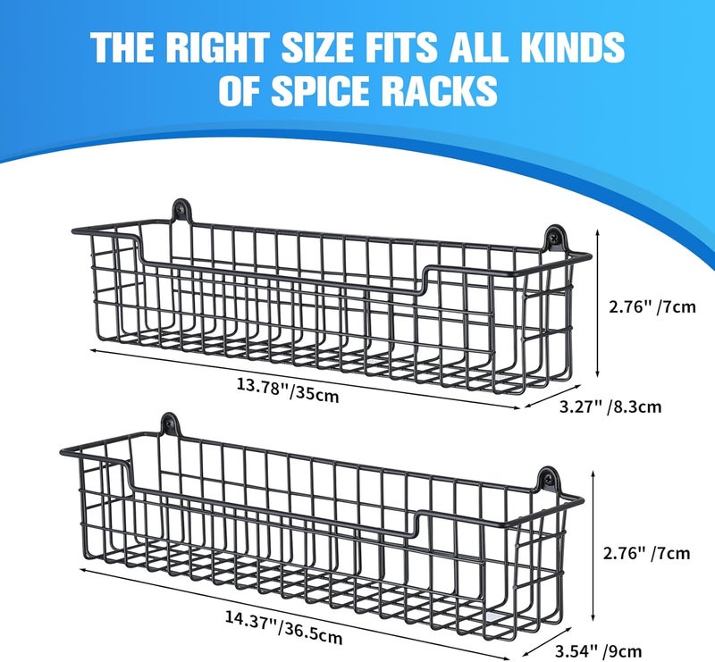 GUUKAR Spice Rack Organizer Wall Mount, Spice Organization Storage Shelf for Cabinet Door, 2 Packs Wall Spice Rack Saving Space for Kitchen, Black - Image 2