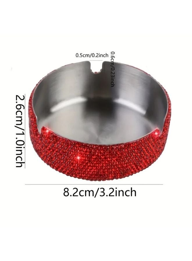 Pink Crystal Embellished Round Stainless Steel Party Home Decor Luxury Gift - Image 2