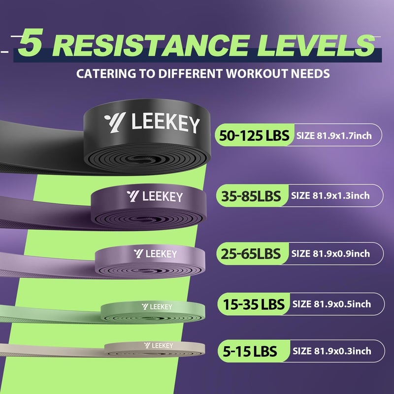 Leekey Resistance Bands, Exercise Bands with Handles,Pull Up Assist Bands - Band Set with Door Anchor - Bands for Working Out,Band for Men and Women Fitness Training,Home Workouts - Image 2