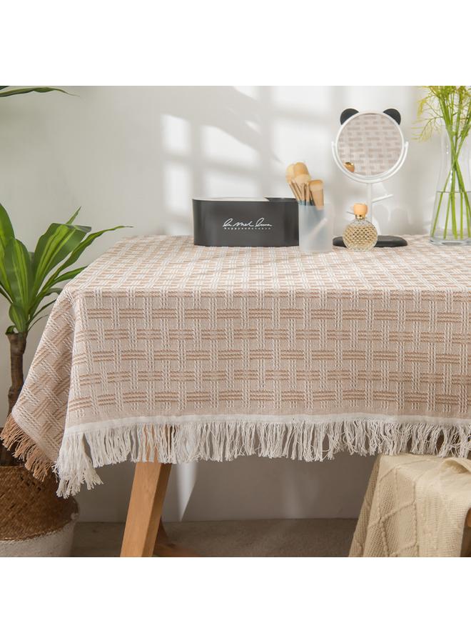 Bluejw Ins Style Cotton Linen French Style Tablecloth Small Round Table Light Luxury High Feeling Birthday Photo White Japanese Style Coffee Table Long Tablecloth - Image 1