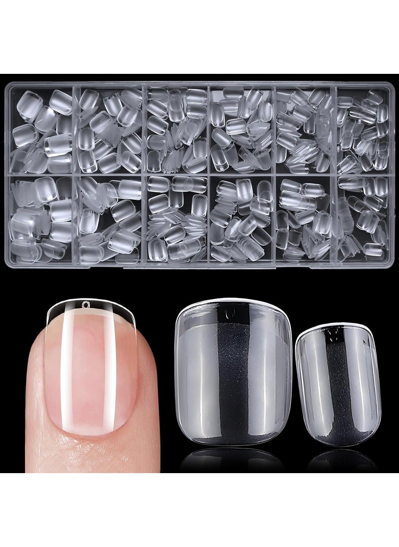LifexTol - 600pc Extra Short Square Nail Tips Fake Nails Press on Nails Clear Nail Tip Full Cover False Nails Artificial Fingernail, 12 Size Soft Gel Nail Tips for Acrylic Nails Gel Nail Extensions - Image 1