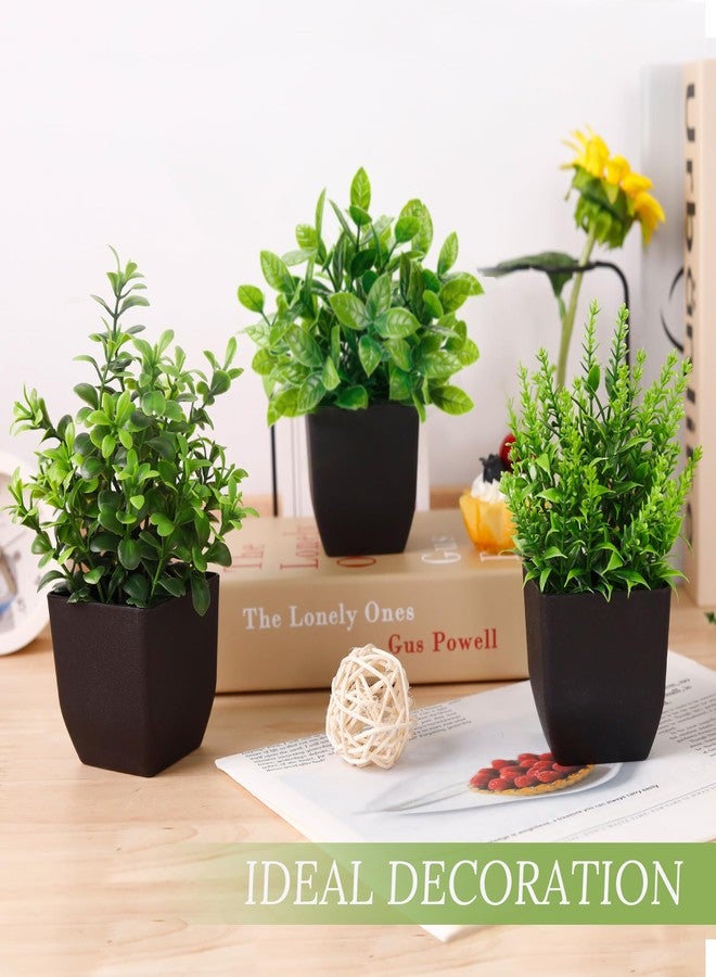 Der Rose 4 Pack Black Bathroom Decor Fake Plants Mini Artificial Greenery Potted Plants for Halloween Decor Indoor Office Table Room Farmhouse Decor - Image 4